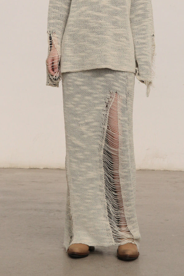 SWAYING/KNIT floating line slim long skirt SW23AW3B33 off-white